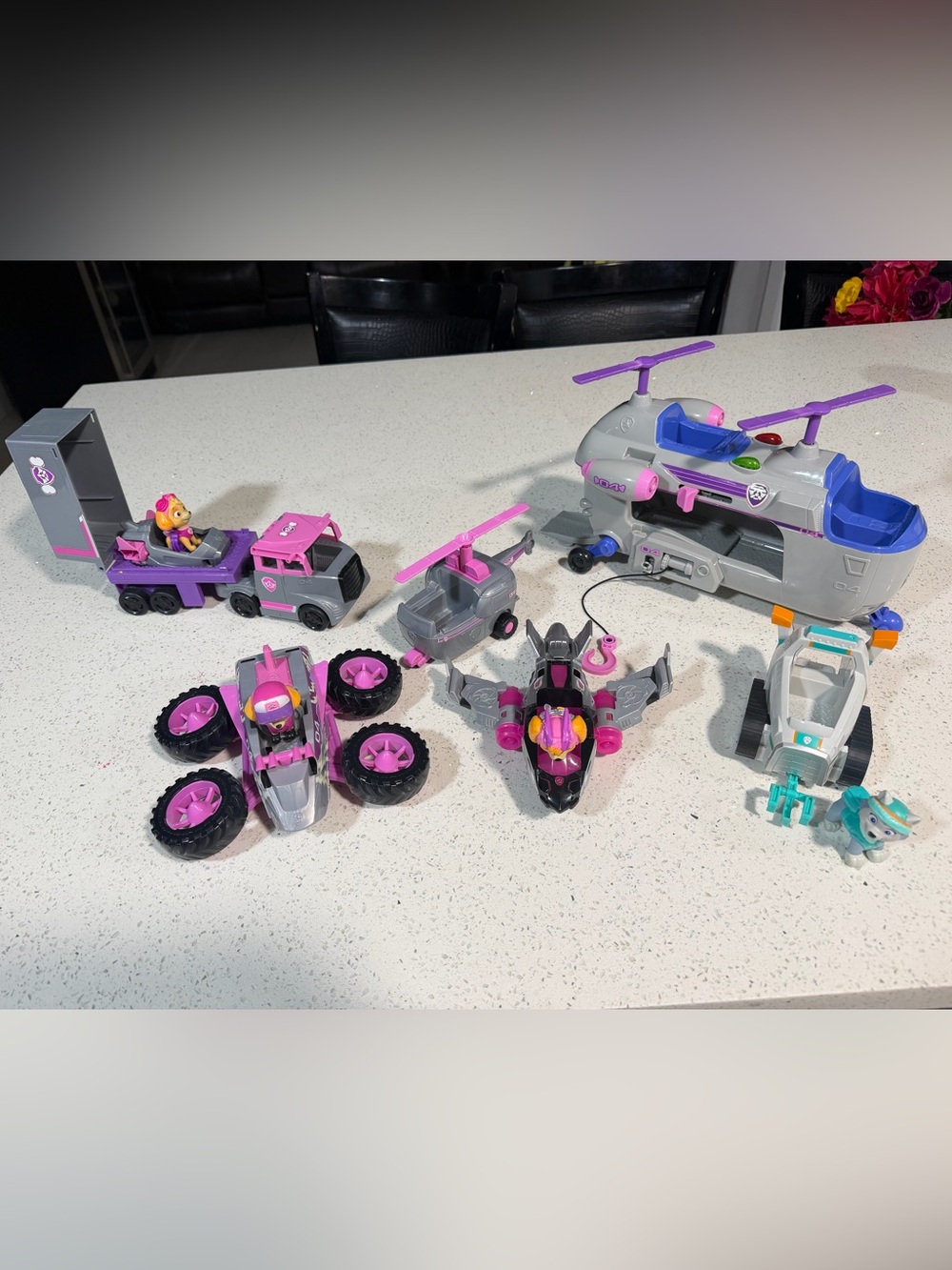 Paw Patrol Skye 6 different toys Purple Pink & Gray Rescue Vehicle Playset